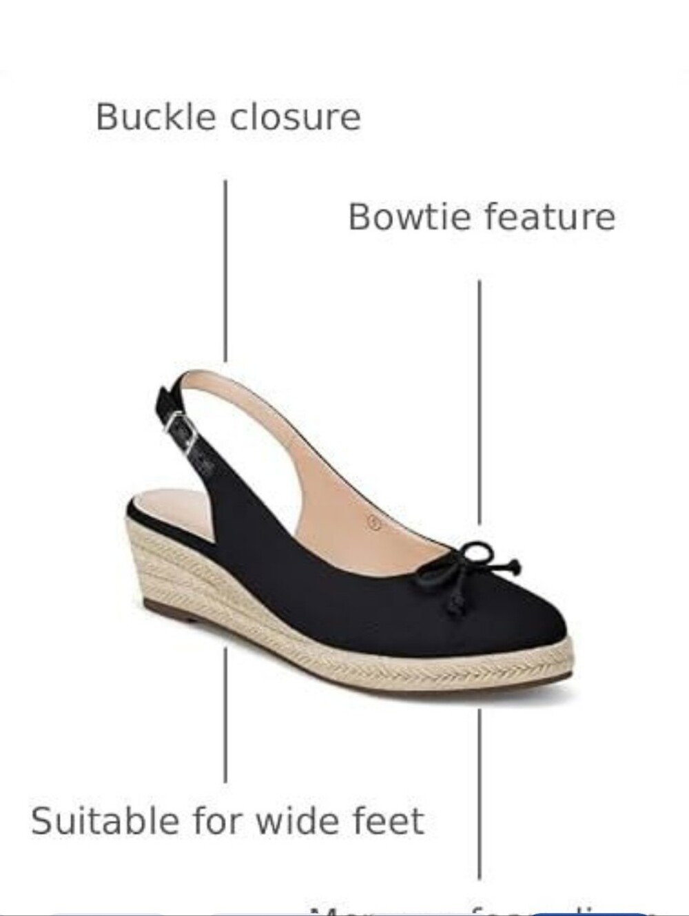 Coutgo NIB Black Canvas Closed Toe Espadrille Wedges Size 7
